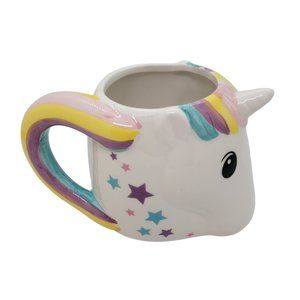 🦄Rare Mug Unicorn Ceramic Figural 12 oz, Coffee Tea mystic, cute Beige Rainbow